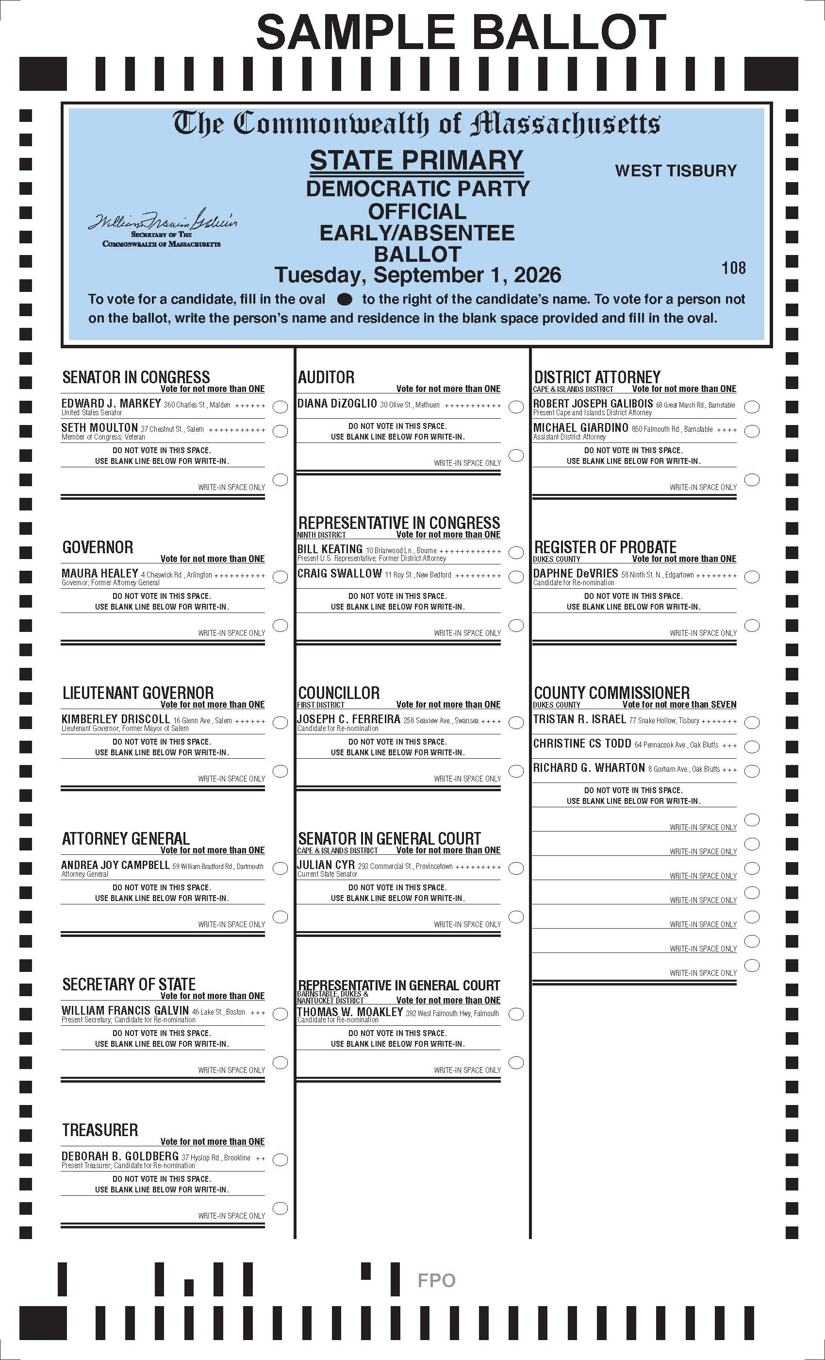 WEST_TISBURY_Democratic Ballot